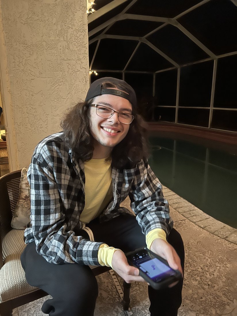Christiaan, as a teenager, poolside